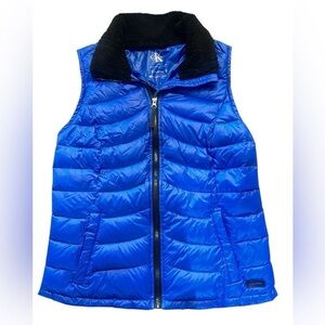 CK Calvin Klein Duck Down Puffer Vest - Womens Size Large - Blue and Black